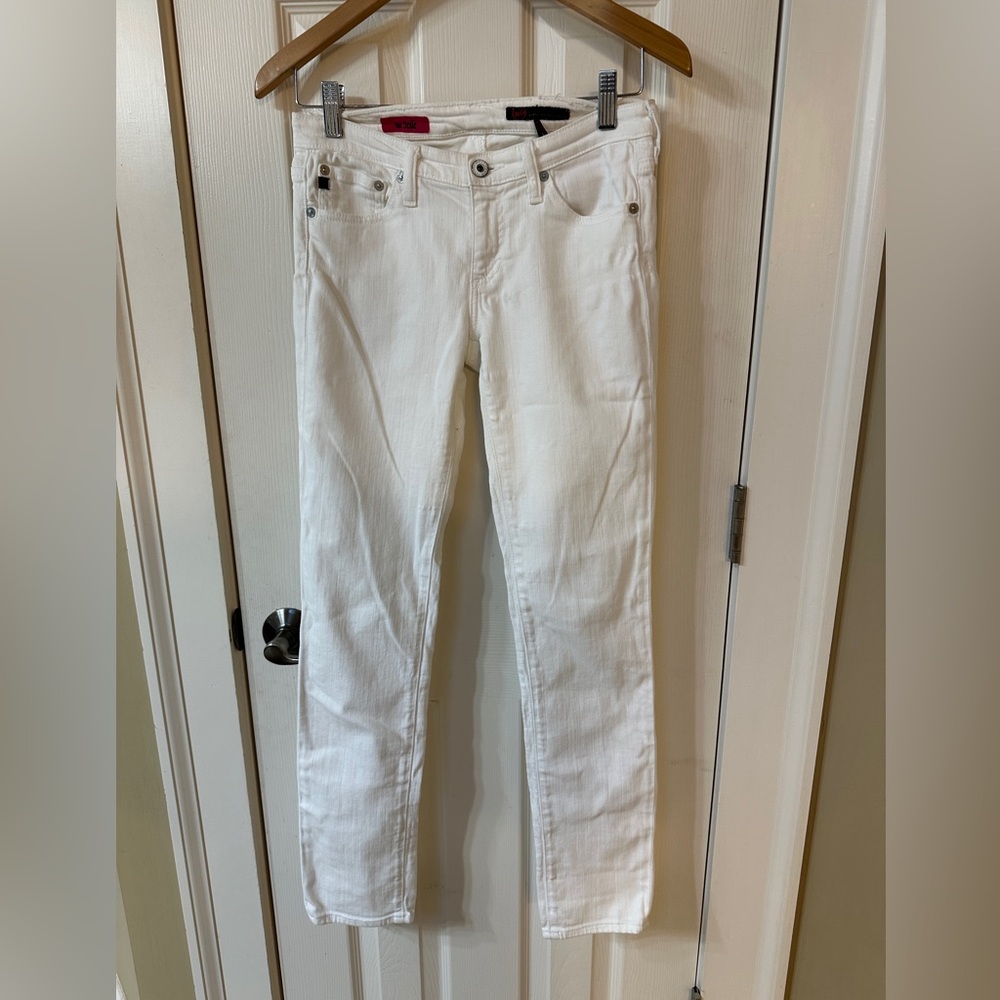 AG White Stilt Jeans 27R Adriano Goldschmied Cigarette Leg Slim Straight Trendy